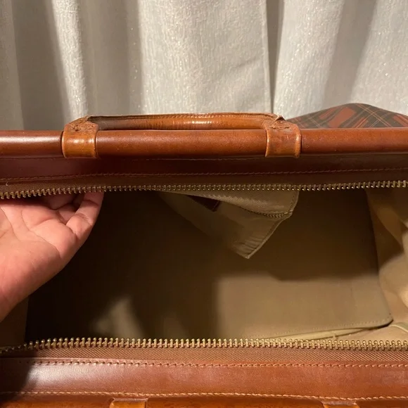 Vintage Polo Ralph Lauren Tartan Plaid Brown and Black Weekend Travel Bag - Picture 9 of 11